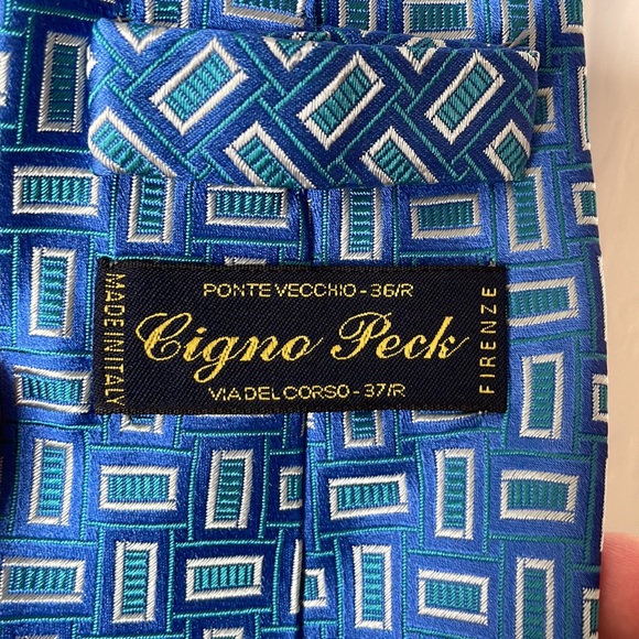 Cigno Peck tie, 100% silk, made in Italy, perfect condition. Blue/teal/silver - Picture 2 of 4